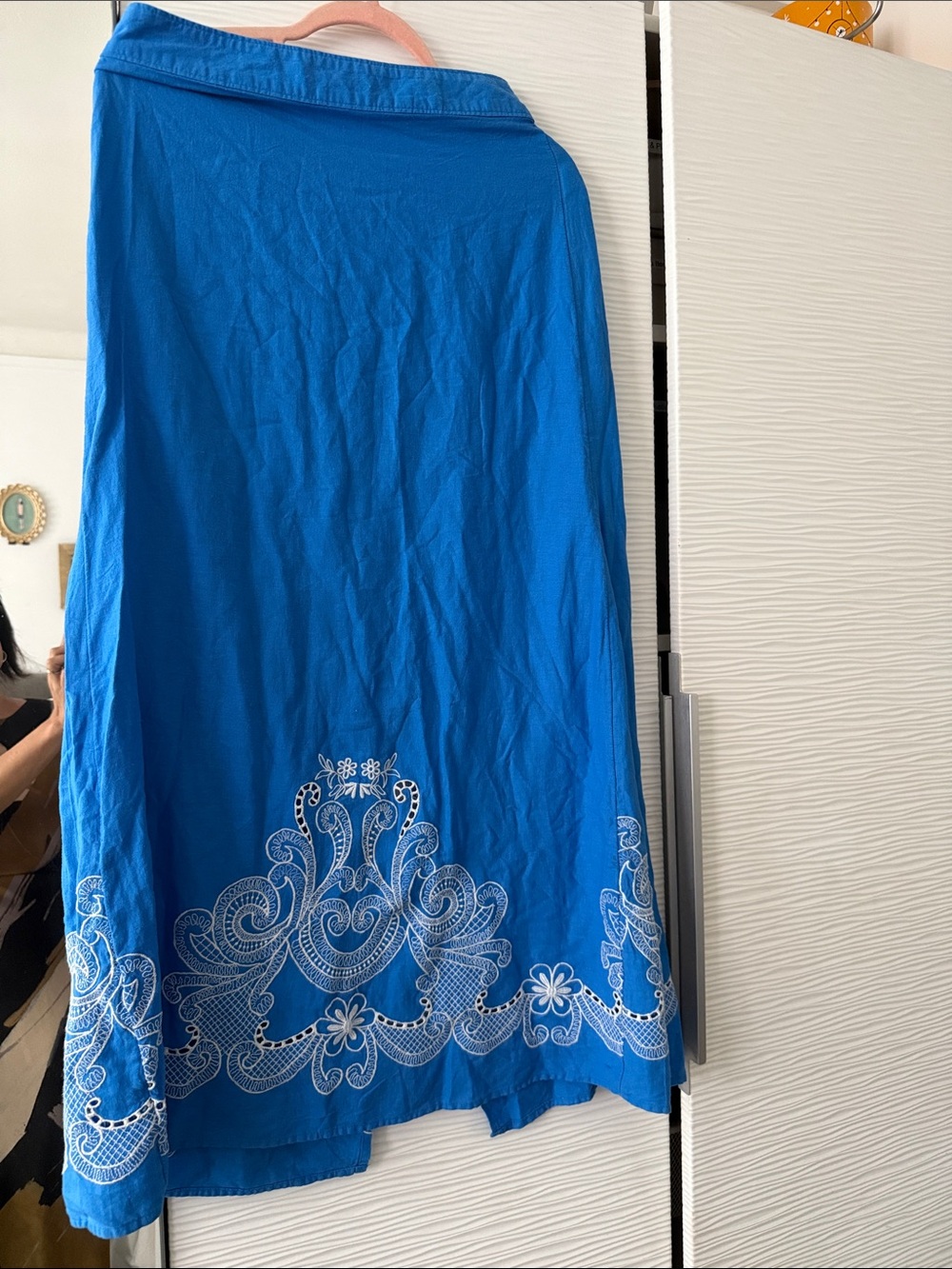Joie Royal Blue Swim Sarong with White Embroidered Border